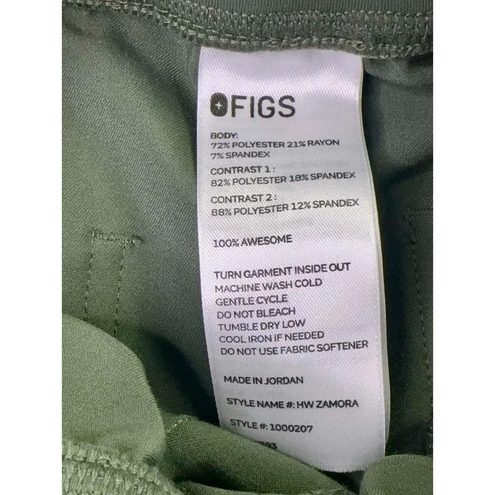 FIGS HW Zamora Jogger Scrub Pants Womens S Petite Green Zip Pockets RN Medic